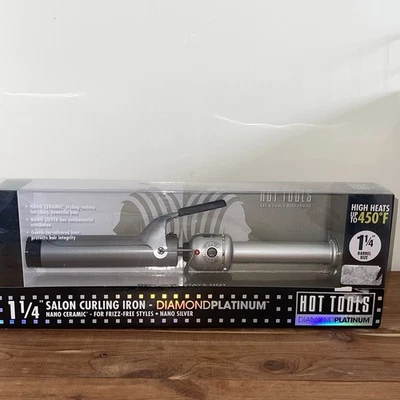 Hot Tools Professional 1-1/4" diamante platina nano cerâmica prata ferro de ondulação - Imagem 1 de 4
