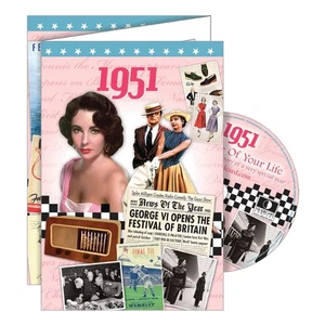1951 DELUXE BIRTHDAY CARD With DVD Of The Year. 74th Birthday. Greeting Card - Picture 1 of 1