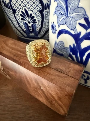 Anillo de cóctel Lauren G Adam’s LGA esmalte tono dorado citrino - talla 10 Foto 1 de 4