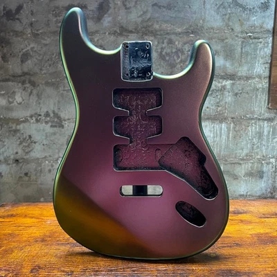 Warmtone Custom Guitars Strat Guitar Body “Green Mauve Gold Color Shift” - Image 1 of 4