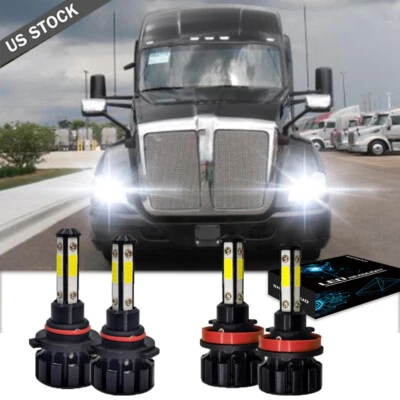 Para Kenworth T680 T880 2013-2019 - Kit de 4 faros LED bombilla haz alto/bajo Foto 1 de 4
