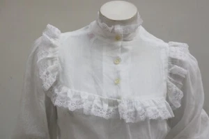 Vintage Sheer White Lace Trim Prairie Dress By Contempo Casuals Cottagecore - Picture 1 of 12
