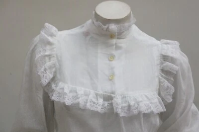 Vintage Sheer White Lace Trim Prairie Dress By Contempo Casuals Cottagecore - Image 1 of 4
