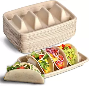 24PCS s for Party, Premium Paper Taco Plates with Dividers, Fiesta Taco Tray Hol - Picture 1 of 12