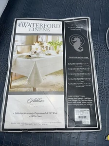 Waterford Linens Addison Tablecloth 70 X 84” Oblong, Color PEARL NEW - Picture 1 of 6