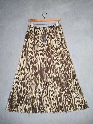Anne Klein Maxi Skirt Women's S Brown Animal Print 100% Silk A-Line Vintage NWT - Image 1 of 4