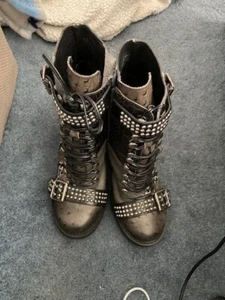 NWT Jeffrey Campbell Lilith-2 Block Heel Bootie Studded Buckle Snake Women SZ 10 - Picture 1 of 5