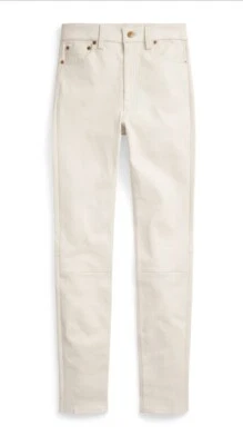 Polo Ralph Lauren White Lambskin Leather 5 Pocket Skinny Pants $998 Sz 10 - Изображение 1 из 4