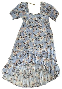 Umgee Größe M blau Blumen High Low Kurzarm Bauern Boho Kleid EUC - Bild 1 von 9