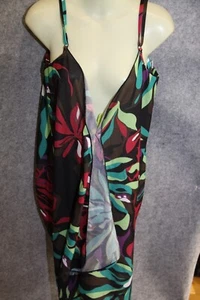 BIKINI ÜBERWURF STRAND- BADE- ROCK TUCH GRÖSSE L - XL BRAUN BUNT GEMUSTERT - Bild 1 von 4