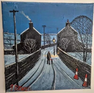 MEJOR pintura al óleo original arte del norte James Downie: The Snowy Hamlet - Imagen 1 de 3