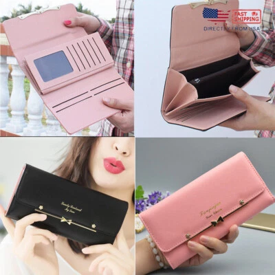 Moda Para mujeres Cuero Hebilla Billetera Multi-Tarjeta Portatarjetas Cartera Teléfono Bolso de Mano Foto 1 de 4
