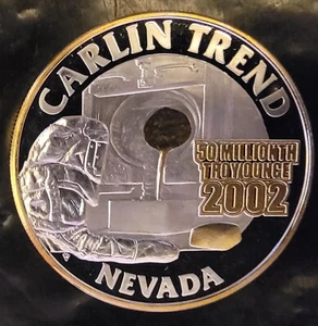 2002 Newmont Miner EGP Carlin Trend Nevada-999 Silver 1 Oz Ounce Art Round Coin - Picture 1 of 2