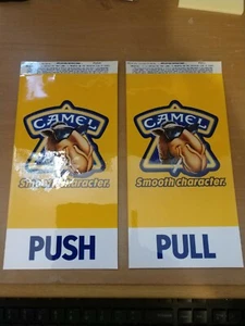 Set Of Two Camel Cigarettes Joe Camel Push/Pull Store Window Decal/Signs - Picture 1 of 3