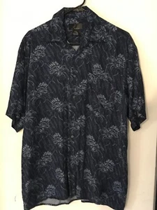 M Men's J. FERRAR Vintage Blue Tones Rayon Floral Hawaiian Shirt NEVER WORN - Picture 1 of 4