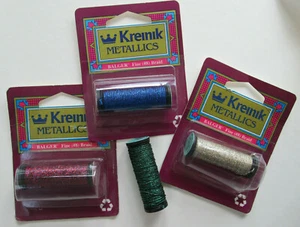 Kreinik Fine Braid #8 Braid Various Colours Metallic shiny glittery thread - Picture 1 of 19
