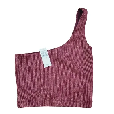 Top corto American Eagle XS para mujer sin mangas un hombro metálico borgoña NUEVO Foto 1 de 4