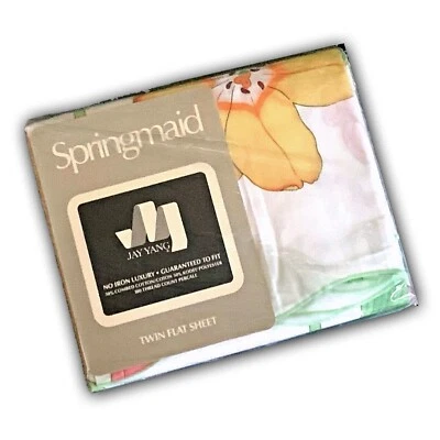 Springmaid, Jay Yang, Chorale, Vintage White with Floral Print, Twin Flat Sheet - Image 1 of 3