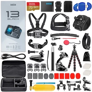 GoPro HERO 13 Black Waterproof Action Camera + 128GB Card & 50 Piece Accessory - Picture 1 of 3