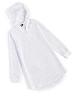 ID Ideology Mesh Long-Sleeve Hooded Cover-Up Big Girls' XL Bright White Pullover - Picture 1 of 14