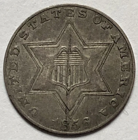 1856 Three Cent Silver Piece Trime 3c Type 1 High Grade Choice US Coin #726 Cover