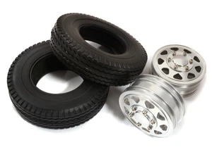 Machined Alloy Front Wheel & Tire (2) Set for Tamiya 1/14 Scale Trucks W=20mm - Picture 1 of 1