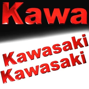 Universal 5.75"x 1" 3D Logo Emblem Fairing/Gas Tank Sticker Kawasaki Chrome Red - Picture 1 of 4