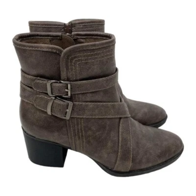 Natural Soul Naturalizer Zela Size 7.5 Strappy Ankle Boots Side Zip Block Heels - Image 1 of 4