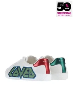 RRP €710 GUCCI Ace Loved Leather Sneakers EU39.5 UK5.5 US6 Logo Made in Italy - Picture 1 of 11