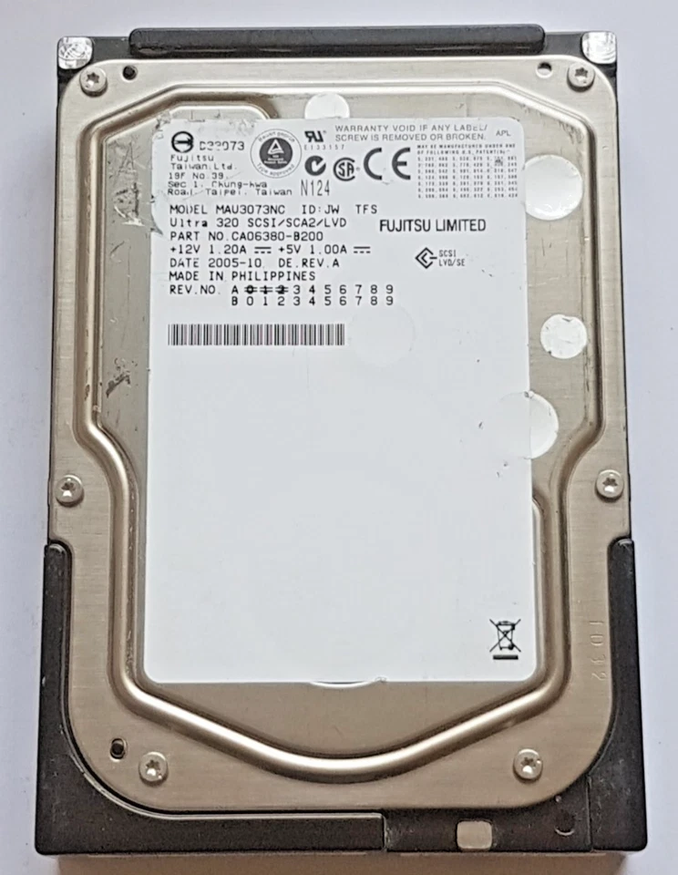 73.5 GB Fujitsu MAU3073NC 15K U320 SCSI / SCA2 / Lvd 80pin 8MB HDD 3.5 " Hard - Image 1 of 1