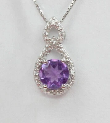 Esclusivo 1,15 Carati Ametista Topazio Bianco Rimorchio 925 Collana IN Argento - Immagine 1 di 4