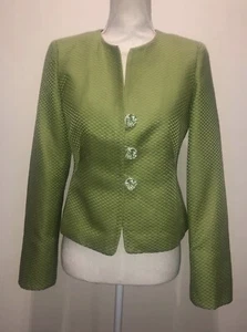 Giacca blazer donna VINTAGE ARMANI COLLEZIONI taglia 4 verde cotone seta - Foto 1 di 9