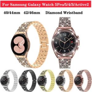 Strap Stainless Bling Steel Diamond For Samsung Galaxy Watch 5Pro/5 4 Active2 - Picture 1 of 17