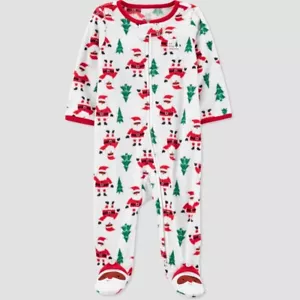 NB Carter's Just one you Baby Foot Pajamas Santa Fleece Sleeper  2 way zipper - Picture 1 of 3