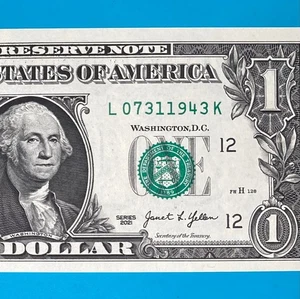 July 31, 1943 (L 07311943 K) BIRTHDAY $1 One Dollar Bill *UNC* - Picture 1 of 4