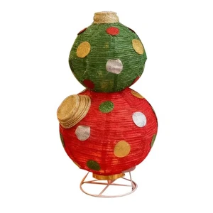 Grande boule de Noël extérieure lumineuse empilable ornement rouge vert 63 cm - Picture 1 of 12