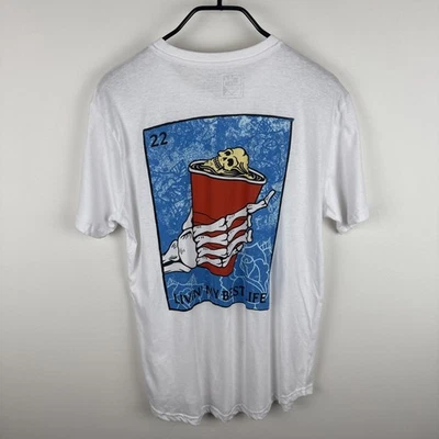 Camisa gráfica Dikotomy Livin' My Best Life para hombre mediana blanca manga corta algodón Foto 1 de 4