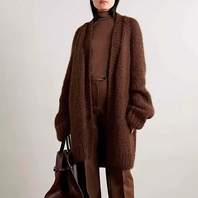 Cárdigan suéter largo de punto suelto de lana otoño THE ROW para mujer Foto 1 de 4