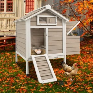 Chicken House Outdoor with Removable Trays Chicken Tractor Wooden Rabbit Hutch P - Picture 1 of 7