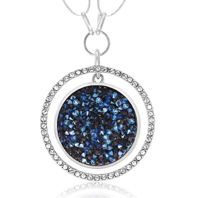 Collar colgante doble círculo polvo cristal luz luna 2 pulgadas para mujer Foto 1 de 4