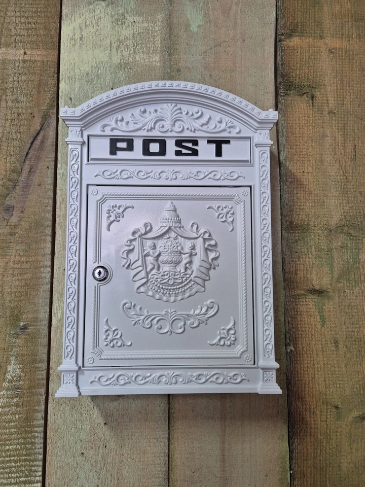 Briefkasten Wandbriefkasten weiß rustikal Antik Stil Alu 45cm Postkasten - Bild 1 von 4