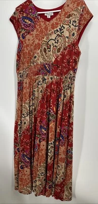 Maxi Vestido Coldwater Creek Cachemira Talla Grande Colorido Elastizado Cintura Elástica Nuevo sin Etiquetas Foto 1 de 4