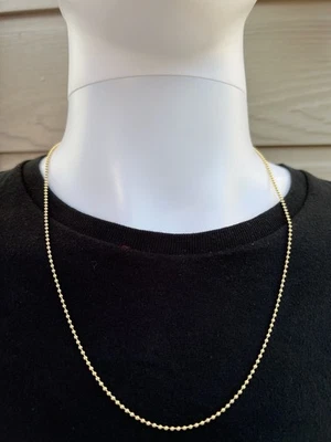 NOVO COLAR DE CORRENTE DE CONTAS DE OURO AMARELO 14K de 2 mm 24 pol. etiqueta militar para cachorro - Imagem 1 de 4