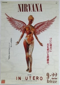 Póster promocional vintage 1993 Nirvana In Utero limitado Japón 28x20 Geffen Records - Imagen 1 de 3