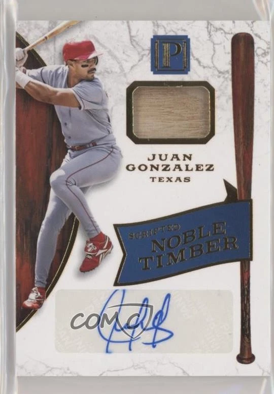 2016 Panini Pantheon Scripted Noble Timber Gold /25 Juan Gonzalez #SNT-JG Auto - Image 1 of 2