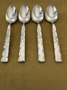 Crate and Barrel Tide Stainless Flatware (4) Soup Spoons Tide Wavy - Picture 1 of 13