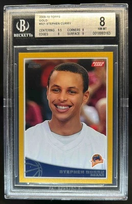 2009-10 Topps Stephen Curry Gold Rookie RC #/2009 Warriors BGS 8 - Image 1 of 2