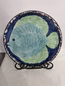 La Keramik VBC handbemalt Ozean Fisch dekorativer italienischer Teller 11 Zoll - Bild 1 von 5