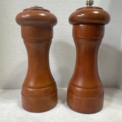 VTG Mid Century W.M. Bounds LTD Wooden Pepper Mill Grinder & Salt Shaker - Image 1 of 4