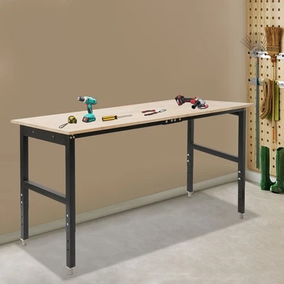 Adjustable Workbench w/ Power Strip Outlets Heavy-Duty Working Table Work Desk - Image 1 of 4